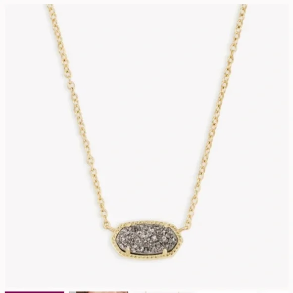 Kendra Scott Elisa Necklace in Platinum Drusy.‎